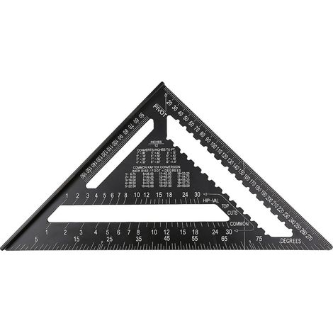 12-Zoll-Zimmermannswinkel aus Aluminiumlegierung, metrisches Dreiecklineal mit Doppelskala, Winkelmesser zum Markieren von G