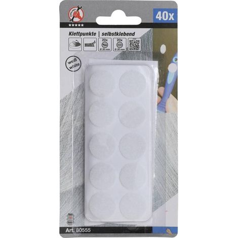 Points Auto-Agrippants Autocollants Blanc - Lot de 40 pcs - Fixation Pratique et Réutilisable, Nylon - D-Work (1/5)