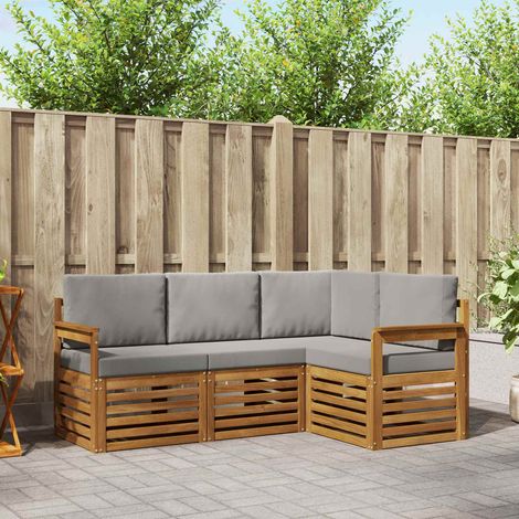 Sofagarnituren 4 pcs Natürlich und Hellgrau Massivholz Akazie (1/5)