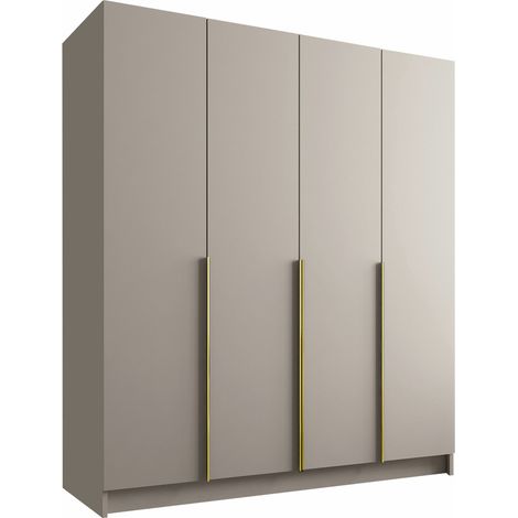 Mobilier1 – Armoire Closico 192 – Cachemire et doré – Dimensions 215x200x58cm – Portes avec charnières – Fabriquée en stratifié