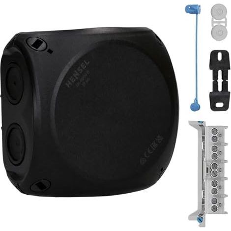 HENSEL BOÎTE DE DÉRIVATION DK 0606 B 1,5-6 MM² TRIPHASÉ 10 MM² MONOPHASÉ 5 BROCHES AVEC BORNE IP66 NOIR 62000300
