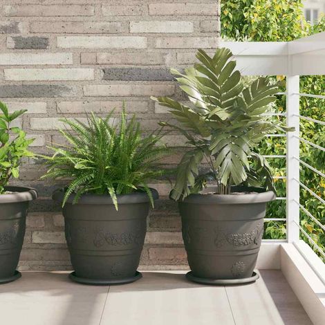 Runder Blumentopf 24 pcs Schwarz Ø 39 x 32 cm Kunststoff