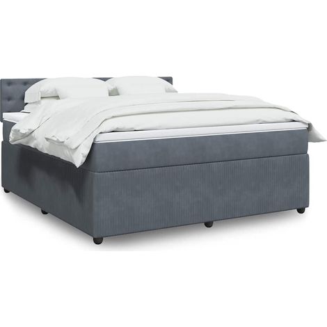 Boxspringbett mit Matratze Dunkelgrau 180x200 cm Samt