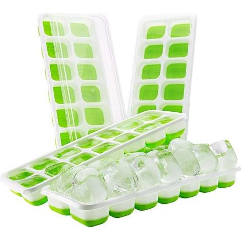 4er Set Eiswürfelform, Topelek Silikon Eiswuerfel Form Eiscreme Wölfe Lbeh Aelter mit Deckel Eiswürfel Eiswürfel mit 14 Fächern, Kühlung Keep, LFGB zertifiziert, Grün (1/5)