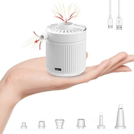 Pompe à air électrique, mini pompe à air électrique portable, gonflage et dégonflage, pompe à air de voyage rechargeable avec lumière LED. (1/4)