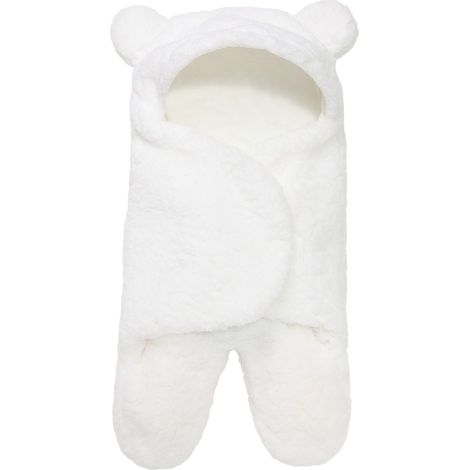 Gigoteuse à Capuche Deux Pièces, Couverture en Peluche, Couette en Peluche Chaude, Convient pour 0-6 Mois (Blanc) -7165cm