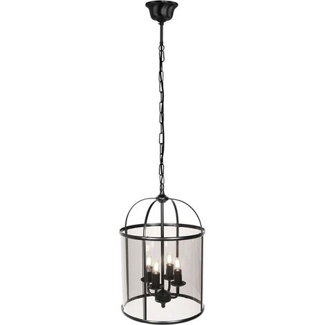 [GEBRAUCHT] B-Ware Steinhauer Pendelleuchte Hängelampe Pimpernel Schwarz Glas Vierflammig E14 Lampe (1/2)