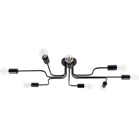 Plafonnier loft métal noir 8xE27 15W PLANUM Pure Lume (1/5)