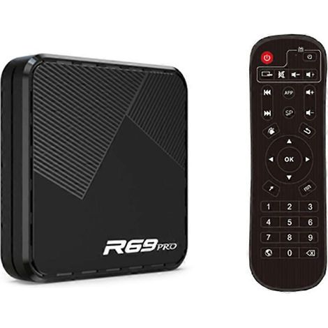 Boîtier TV Android 14 R69 PRO avec commande vocaleSmart CinémaWi-Fi 6port LAN 1000MBluetoothvidéo 8K et 4KTV en direct gratuiteprise UK. (1/5)