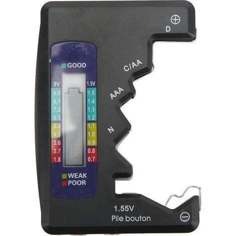 DCN Universal Digitaler Batteriekapazitätstester AAA AA 9V 1,5V Knopfzellenanalysator Schwarz