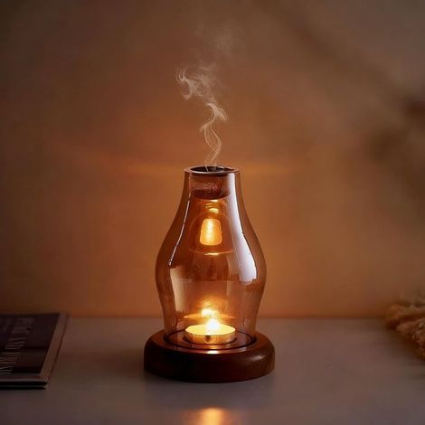 Bruciatore di incenso in stile zen retrò, portacandele in vetro resistente al vento e al calore. Elevata trasparenza, ideale per l'angolo caffè, il tavolo da pranzo e la sala da tè. (1/5)