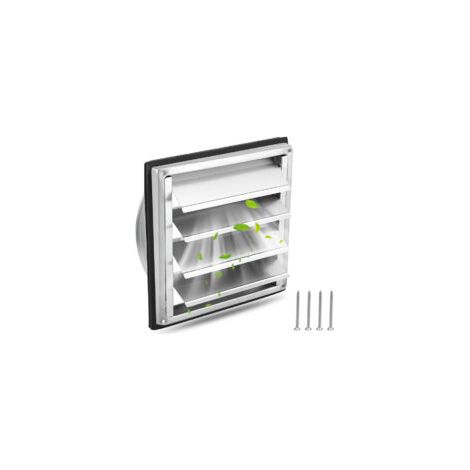 Grille aération VMC 150mm inox à lames mobiles – Filet anti insectes – Résistante intempéries – Anti-retour automatique – Intérieur/extérieur