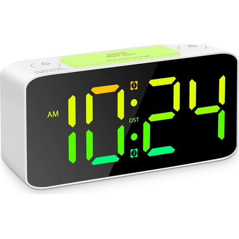 Réveil étudiant RGB 7 pouces avec veilleuse 7 couleurs, volume réglable, alimentation USB, horloge de chambre (1/5)