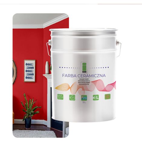 PITTURA MURALE IN CERAMICA, LAVABILE, ROSSA, 5L, DA NEGOZIO DI FABBRICA (1/5)