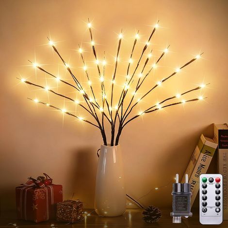 Arbres Lumineux LED, Lot de 3 Branches Lumineuses 60 LED 8 Modes avec Prises, Arbre de Noel Lumineux avec Télécommande, Décoration pour Noël, Thanksgiving, Pâques (1/5)