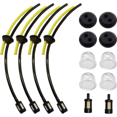 Kraftstoffschläuche mit Filter, universelles Kraftstofffilter-Set, Kraftstoffschlauch für Freischneider, Rasenmäher-Kraftstoffschläuche mit Ansaugpumpe, für Gartenbau und Landwirtschaft, 4er-Set (1/5)
