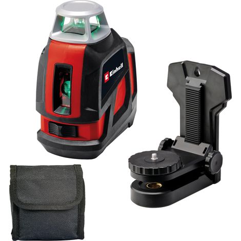 Einhell Niveau laser en croix TE-LL 360 G (autonivelant, lignes laser vertes horizontales/verticales, niveau à bulle numérique, filetage 1/4" pour trépied) Livré avec sacoche et support mural (1/4)
