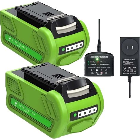 Batterie lithium-ion, capacité de 8000mAh, compatible avec les outils Greenworks 40V, 2 Batterie 1 Chargeur (1/2)