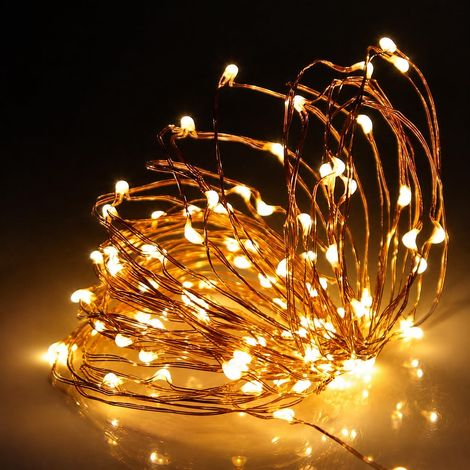 4m Warm White LED Battery Operated String Lights with Gold Copper Wire, 40 Mini LEDs, 2 Pack (1/5)