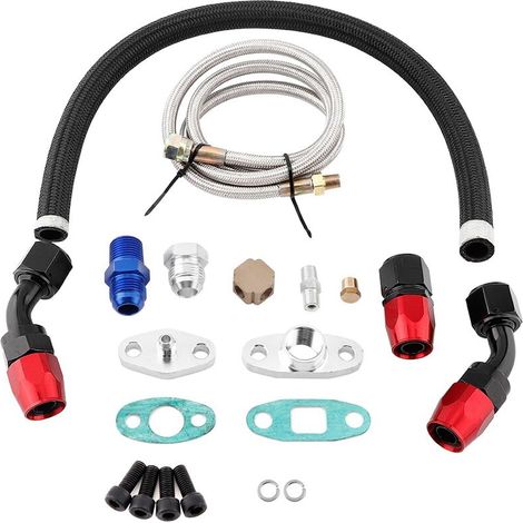 Kit de bridas adaptadoras AN10 para línea de retorno de aceite de turbo, compatible con T3, T4, GT35, T70 y T66 -Crezuo