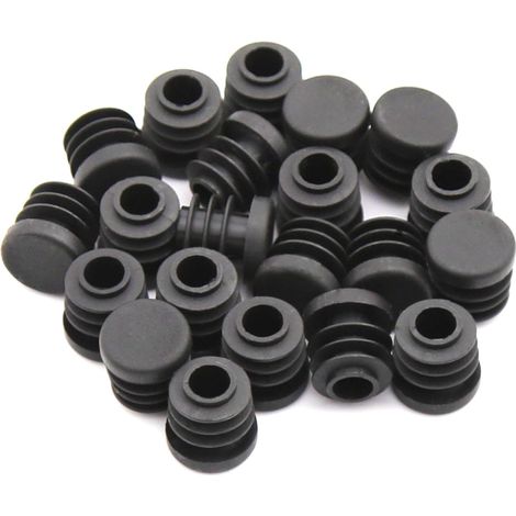 Bouchons en plastique noir de 16 mm, bouchons ronds noirs pour tubes, embouts intérieurs pour pieds de chaises, bureaux, tables, tubes de meubles, 20 pièces [GKS]