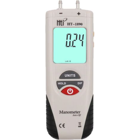Manomètre Numérique Haute Précision 2 Ports  Testeur de Pression d'Air et de Gaz, Jauge Différentielle avec Grand Écran Rétroéclairé pour Mesure Précise