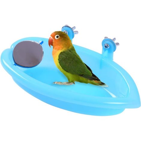 Bain d'oiseaux avec miroir, accessoire d'hygiène pour le bain et l'entretien quotidien de la cage.-AquaForge (1/5)