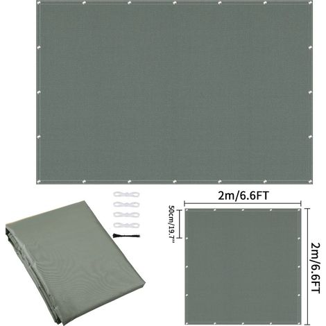 (Gris 200x200CM) Tissu pare-soleil imperméable avec perforations, convient aux clôtures de jardin et aux pergolas, protection UV. (1/5)