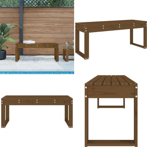 Banco de jardín madera maciza de pino marrón miel 110x38x45 cm - Banco de exterior - Banco de madera