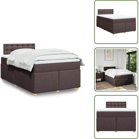 Sommier à lattes de lit et matelas marron foncé 120x190cm tissu - Sommier À Lattes De Lit - Sommiers À Lattes De Lit - Lit - Meuble De Chambre À Coucher (1/5)