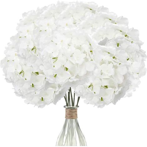 Serbia – Lot de 12 hortensias artificiels en soie 17,5 cm – Tiges de 21 cm pour décoration mariage et événements – Aspect réaliste (1/5)