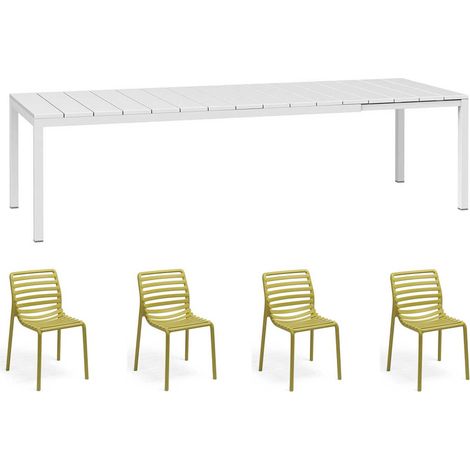 OFFERTA TAVOLO RIO ALLUNGABILE 140/210CM BIANCO +4 SEDIE DOGA GIALLO (1/4)