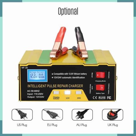 Chargeur de batterie 12 V/24 V Chargeur de batterie Intelligent 12V/24V, Type de réparation outillage piece Prise UE (1/5)