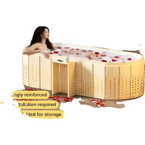 Bañera plegable, diseño portátil, ideal para uso doméstico y exterior, AMARILLA (1/2)
