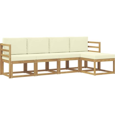 Outdoor-Sofagarnitur 5 stk. Weiß und Creme vidaXL (1/5)