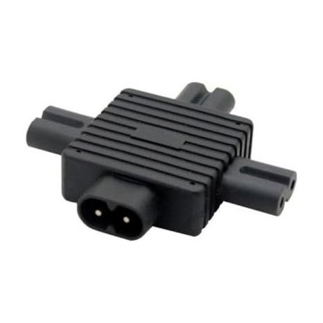 Adaptateur répartiteur IEC 320 Figure 8 C8 mâle vers 3 x femelles C7 pour alimentation 1 entrée 3 sorties (1/3)