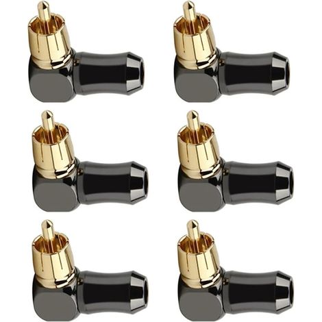 JSSEVN-6 Piezas Conector de audio macho Conector de terminal de altavoz en ángulo recto de 90 grados para soldadura (1/5)