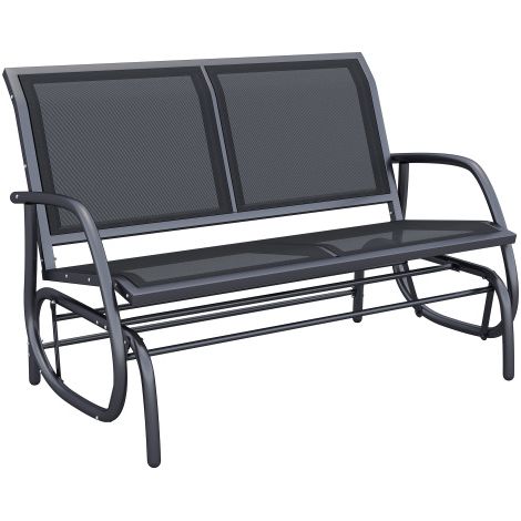 Meuble de jardin, Banco de jardin de 2 places, móvel de jardin em métal, noir, 120 x 70 x 88 cm, meuble extérieur, design moderne (1/5)