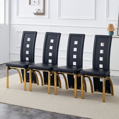 Chaises perfore noir dore simili cuir metal hauteur 102,5 cm (1/5)