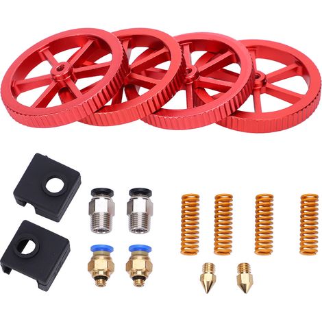 Kit de mise à niveau pour extrudeuse d'imprimante 3D - Écrous rouges de nivellement à vis, ressorts et amortisseurs (1/5)