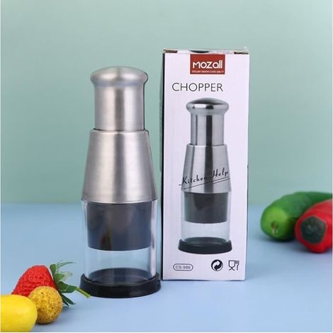Hachoir de cuisine acier inoxydable pour légumes et ail (1/4)