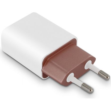 Chargeur secteur Platinium 1 USB-A 2.4 A - blanc et rose (1/5)