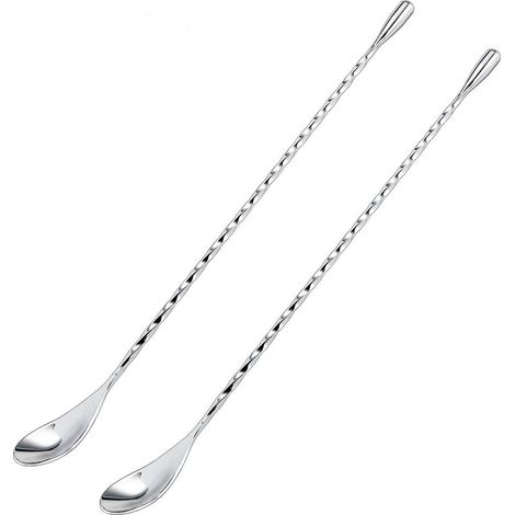Cuillère à cocktail, cuillère à mélanger en acier inoxydable à long manche de 30 cm avec partie centrale torsadée pour une meilleure prise en main, adaptée aux shakers à cocktail.-AquaForge