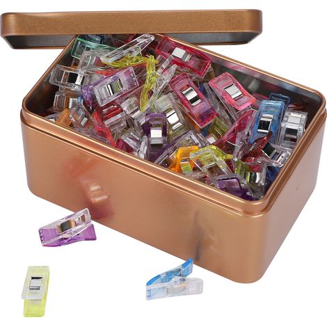 160 Pièces de Pinces à Coudre en Plastique Coloré pour Fixer Ourlets et Patchwork, Clips à Tête Plate pour Tissu et Tricot (1/5)