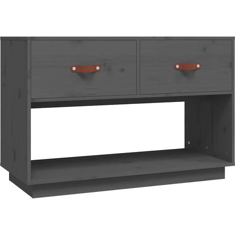 vidaXL Mueble de TV madera maciza de pino gris 90x40x60 cm (1/2)