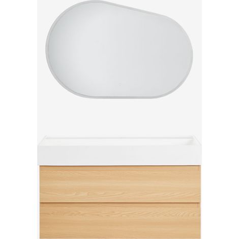 Conjunto de mueble de baño en madera y chapa de fresno con lavabo integrado Ona SKLUM (1/5)