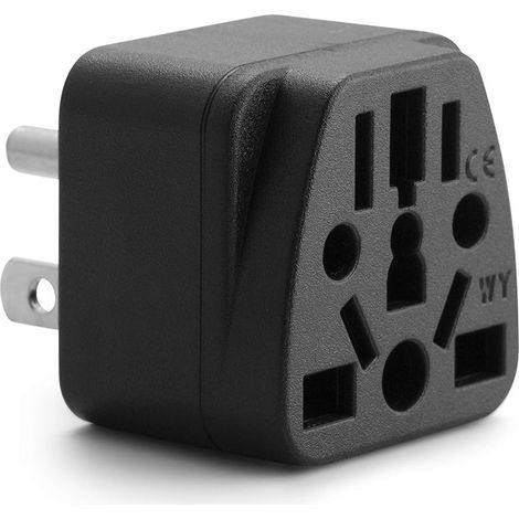 Reiseadapter für amerikanische, europäische, chinesische usw. Stecker (Typ B), 3-poliger Stecker mit Erdung, Stiftadapter (2er-Pack) (1/5)