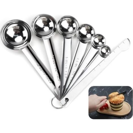 Measuring Spoons - Stainless Steel - Set of 7 - Precise Measurements - Durable - Easy to Clean (1/4)