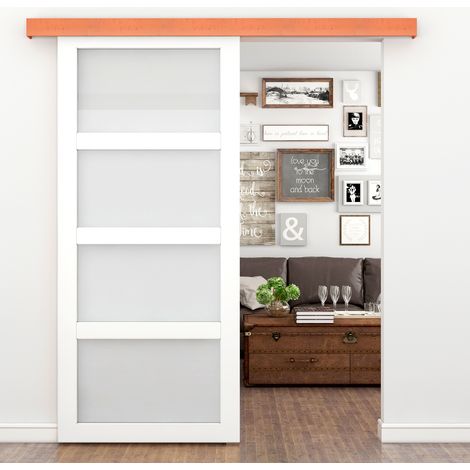 Rail de porte coulissante 2m – Périmètre en bois MDF acajou – Poids max 35kg – Guide d'installation au sol inclus – Primematik (1/5)