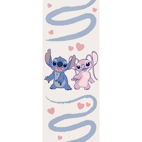 papier peint panoramique Lilo et Stitch bleu et rose  - Komar